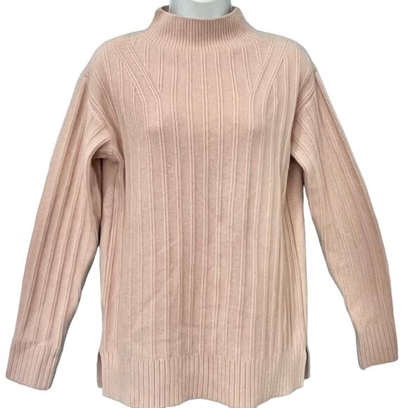 Lululemon Feather Pink Twin Rib Wool Blend Wide Mock Neck Sweater size 4 Cozy - Picture 2 of 9